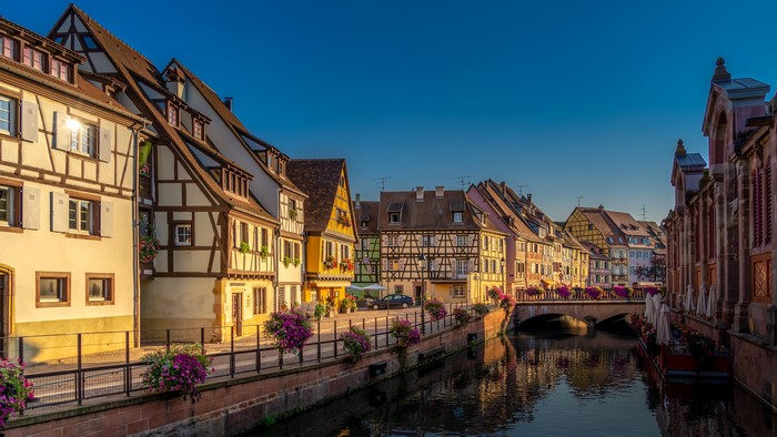 4K, Colmar, France, Houses, Rivers, Bridges, Petunia, Fence, HD ...