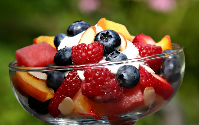 Fruit Salad with Berries and Cream