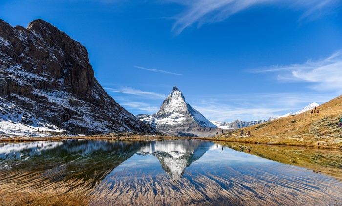 4K Switzerland Mountains Lake Reflection