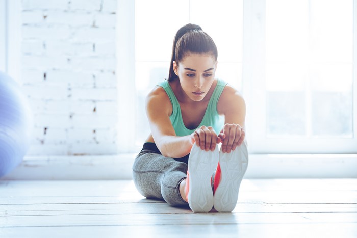 4K Fitness Woman Doing Stretch Exercise