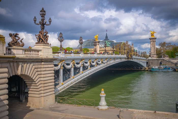 Pont Alexandre III bridge over the Seine River in Paris