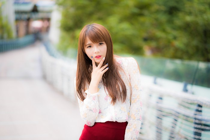 4K Portrait of Asian Woman with Brown Hair