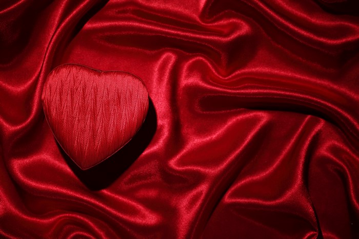 Red Heart on Red Silk Fabric