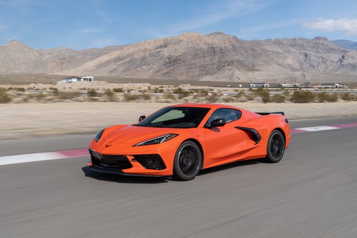 2020 Chevrolet Corvette Stingray Z51 in Orange on a Track