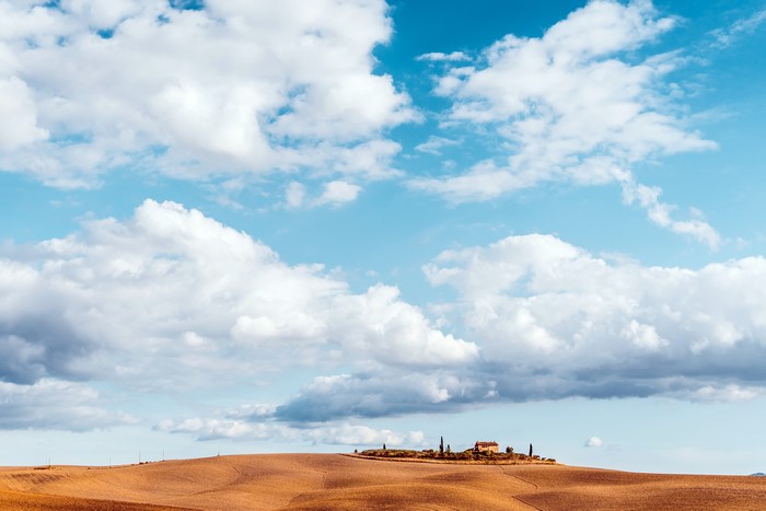 Val d'Orcia Tuscany Fields with Clouds