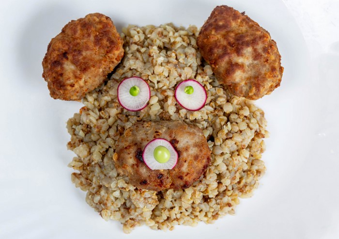 Creative Teddy Bear Meal with Buckwheat and Frikadeller