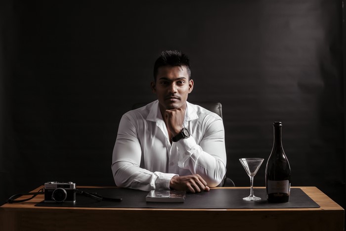 4K Indian Man in Formal Shirt Sitting at Desk