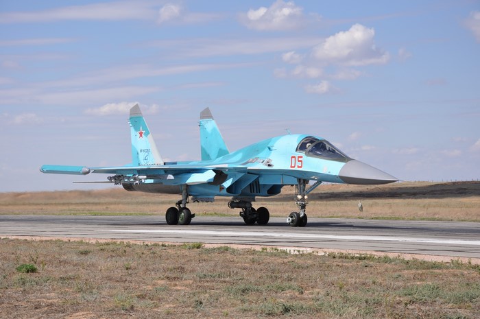 Sukhoi Su-34 Fighter Airplane on Runway