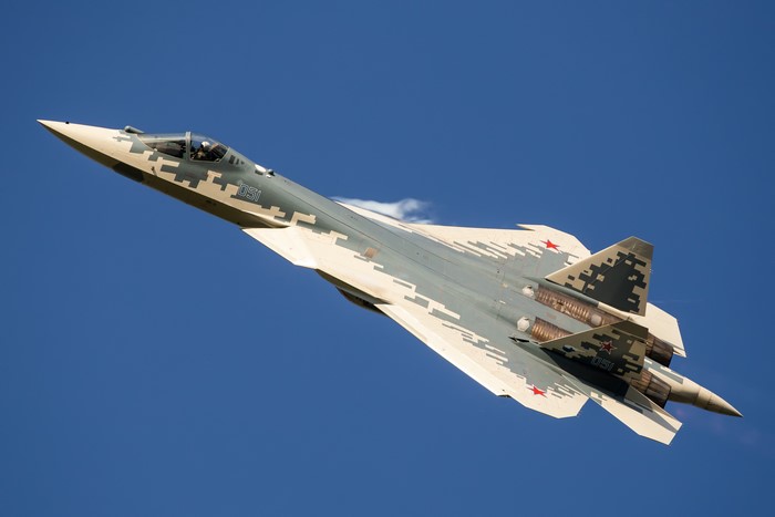 4K SU-57 Fighter Airplane in Flight
