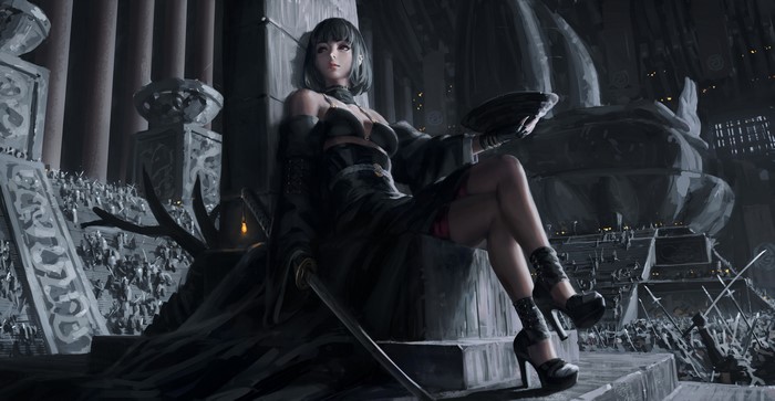 GUWEIZ 4K Art of Warrior Woman with Katana