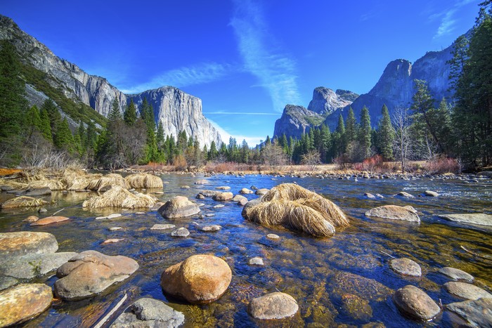 Yosemite National Park River with Mountains