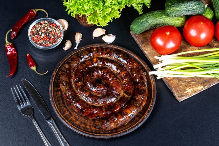 Spiral Sausage with Vegetables and Spices