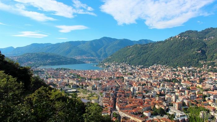 City of Como, Lombardy, Italy from above
