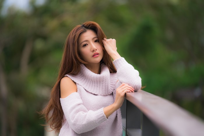 4K Portrait of Asian Woman with Brown Hair