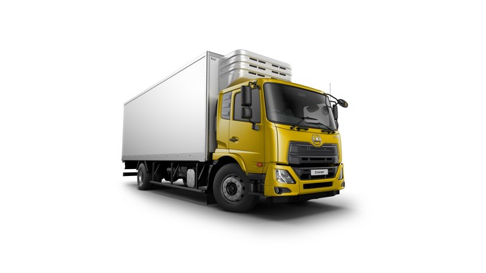 Yellow UD Trucks Croner cooler truck