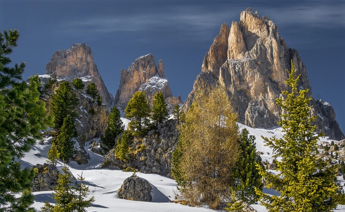 Winter Alps Mountains in Canazei Trentino, Italy