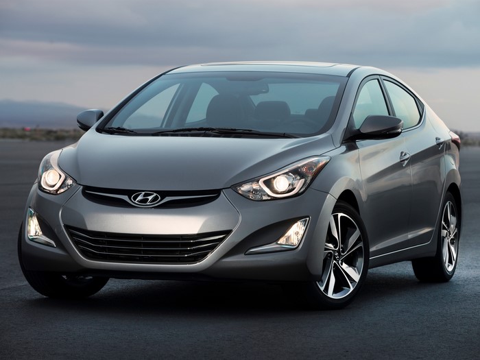 Grey Hyundai Elantra 2014 Sedan Front View