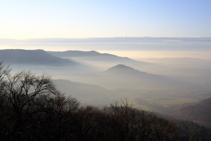 Mountains and fog in Germany at sunrise