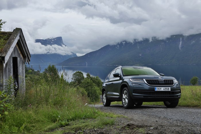 Skoda Kodiaq Crossover in a Norwegian Fjord Landscape