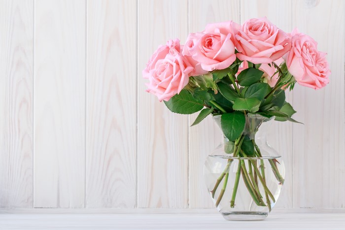 Pink Roses in a Glass Vase