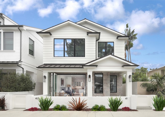Modern White House with Black Trim in Newport Beach, California