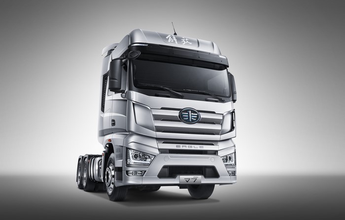 Silver FA Eagle Truck on Gray Background