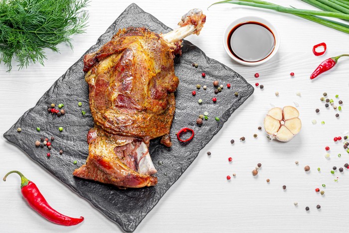 Roasted Meat Leg with Spices and Dill