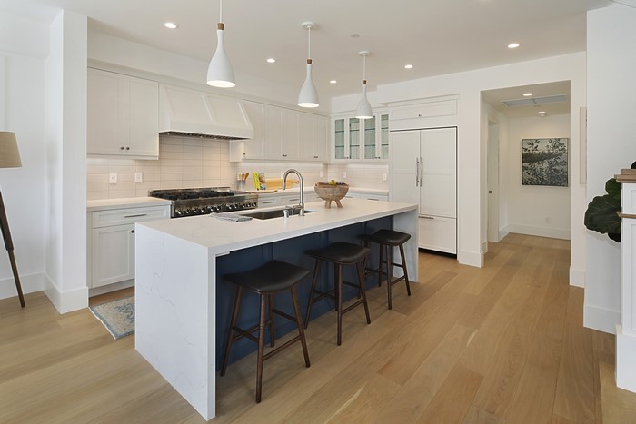 Modern Kitchen with Island and Stools