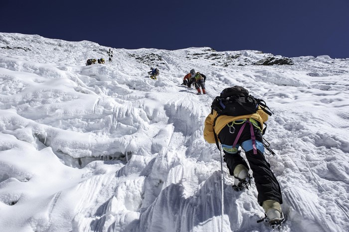 Mountaineers climbing Imja Tse in the Himalayas, Nepal