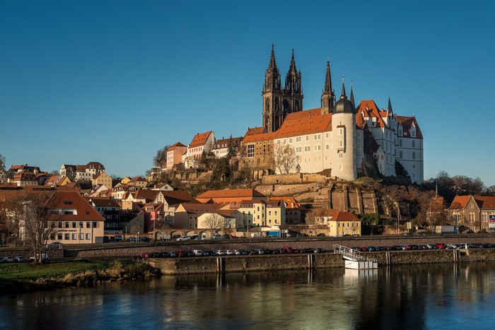 Albrechtsburg Castle and Meissen Cathedral over the Elbe River