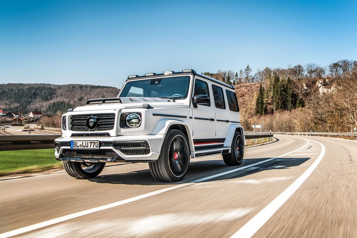 White Mercedes-Benz G-Class CLR G770 on a Road