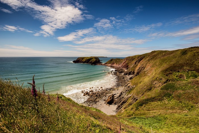 Coastal cliffs and sea in Wales, United Kingdom