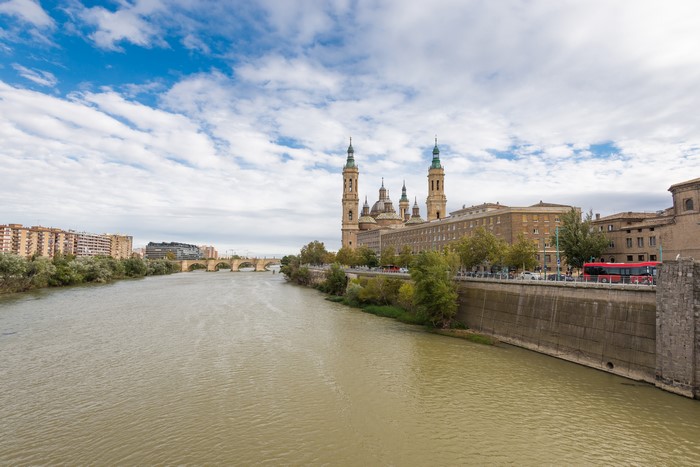 River Ebro and Cathedral-Basilica of Our Lady of the Pillar, Zaragoza, Spain