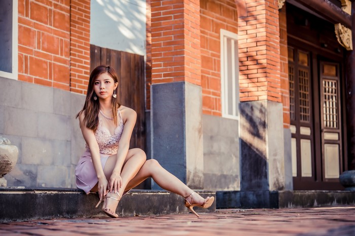 4K Asian Woman Sitting in Stilettos