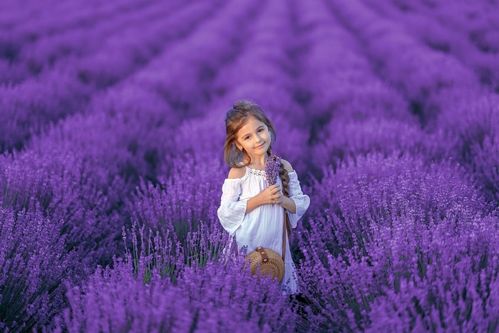 Girl with braid in a lavender field