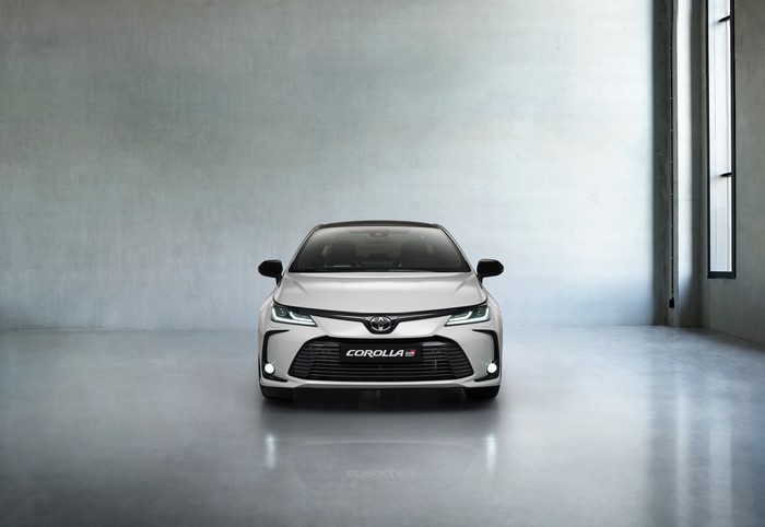 White Toyota Corolla Hybrid Sedan GR Sport