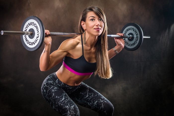 4K Fitness Workout with Barbell Pose