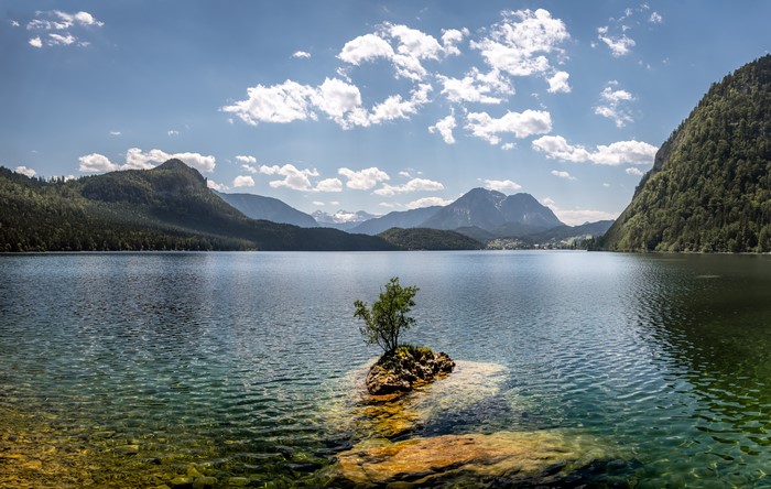 Lake Altaussee, Northwest Styria, Austria, Mountains, Lake, Sky, Clouds