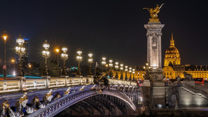 Alexander III Bridge at Night in Paris
