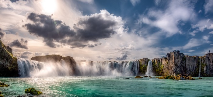 4K Iceland Waterfall with Dramatic Sky and Clouds