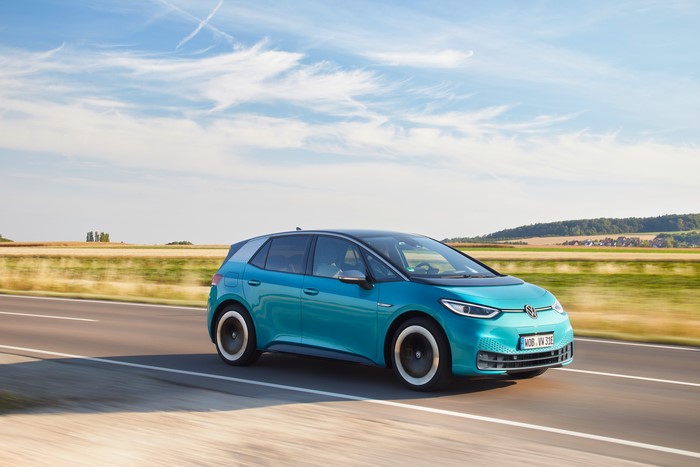 Volkswagen ID.3 1ST Worldwide driving on a road
