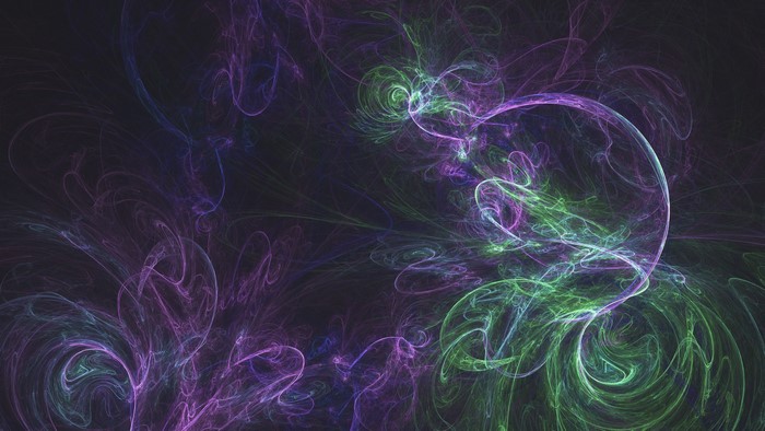 Abstract fractal patterns in purple and green