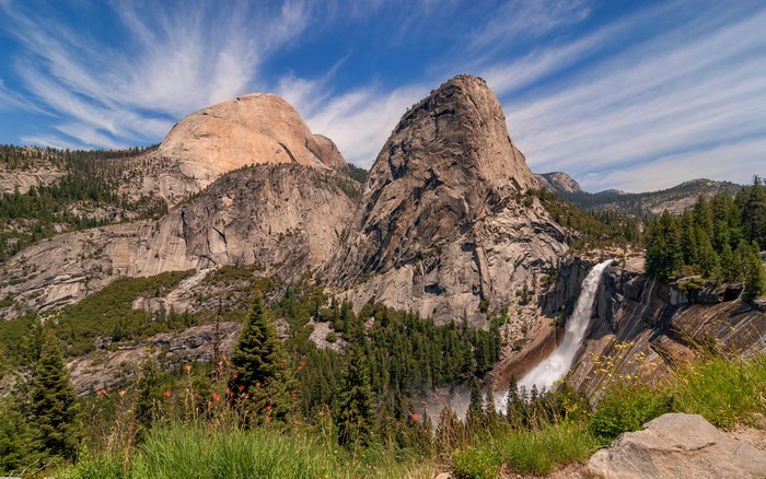 Yosemite National Park Waterfall and Mountains