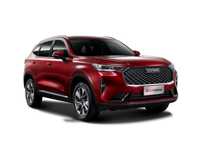Red Haval H6 Crossover on White Background