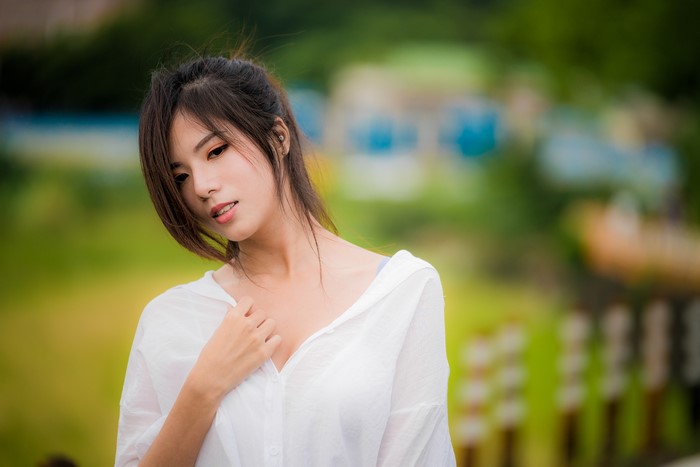 4K Portrait of Asian Woman with Brown Hair