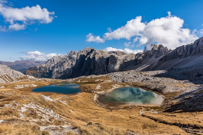 Dolomites Mountains with Lakes in Italy
