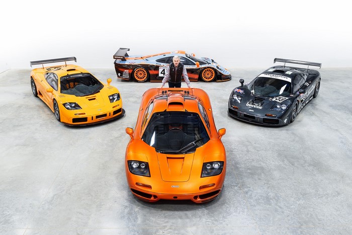 Gordon Murray with McLaren F1 Cars