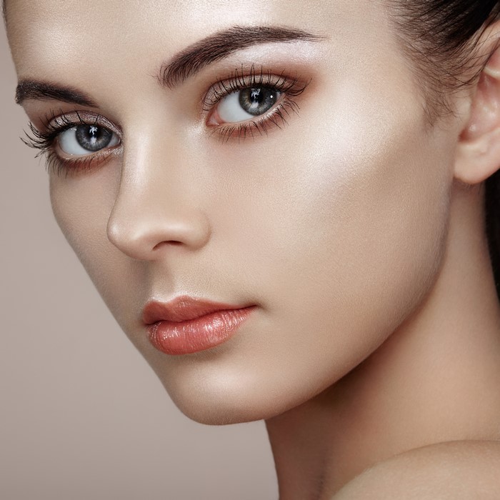 Closeup of a woman's face with makeup