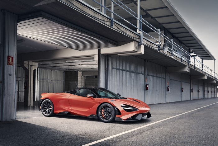 McLaren 765LT supercar in metallic red