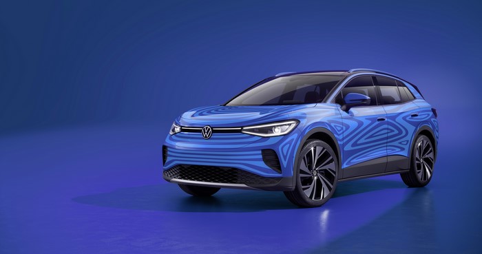 Volkswagen ID.4 Prototype on blue background